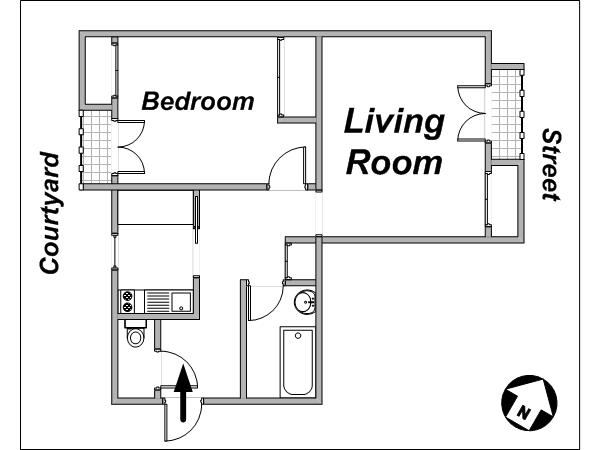 París 1 Dormitorio alojamiento - esquema (PA-3579) París 1 Dormitorio alojamiento - esquema (PA-3579)