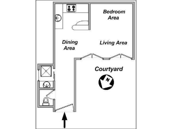 Paris Alcove Studio/T1 appartements location vacances - plan sch&eacute;matique 