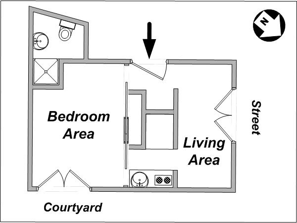Parigi Grande monolocale appartamento casa vacanze - layout (PA-3584) Parigi Grande monolocale appartamento casa vacanze - layout (PA-3584)