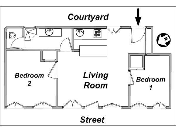 Paris 3 Zimmer wohnungsvermietung - layout  (PA-3586)