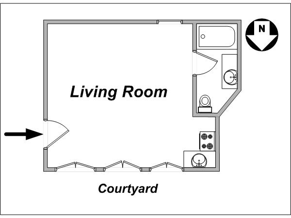 Paris Studio accommodation - layout Paris Studio accommodation - layout