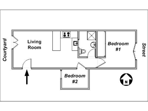 Paris 2 Bedroom apartment - apartment layout  (PA-3590)