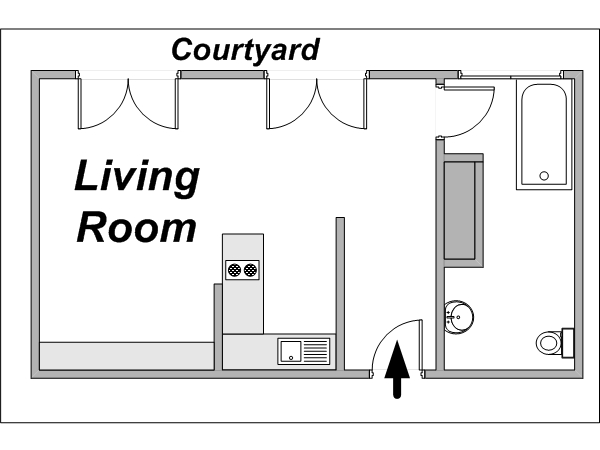 Paris Studio accommodation - layout 