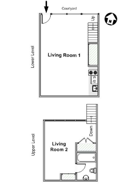 Parigi Monolocale - Duplex appartamento - piantina approssimativa dell' appartamento 2 (PA-3603)