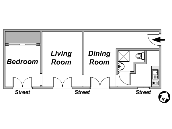 Par&iacute;s 1 Dormitorio alojamiento - esquema 