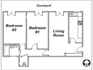 Paris 2 Bedroom accommodation - layout  (PA-3618)