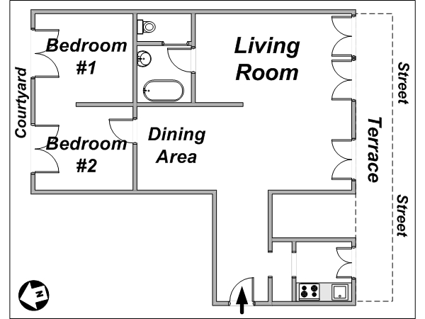Paris 2 Bedroom accommodation - layout Paris 2 Bedroom accommodation - layout