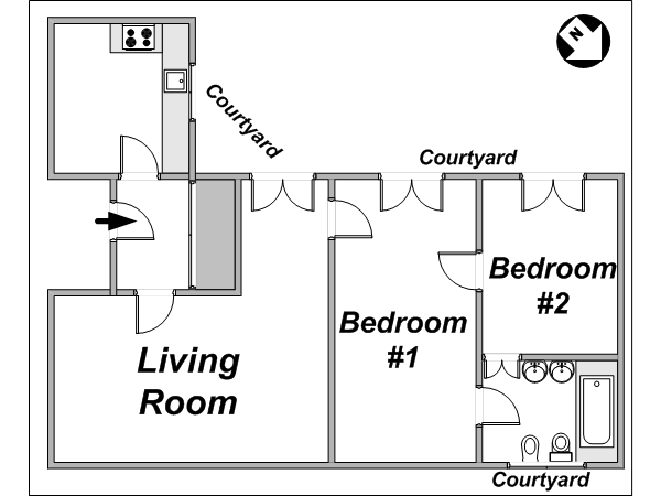 Paris 3 Zimmer ferienwohnung - layout 