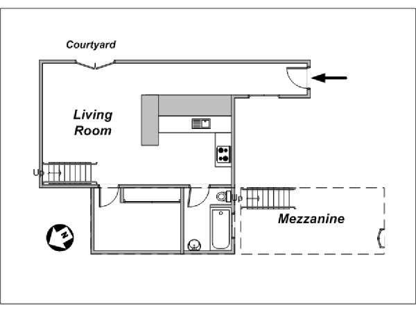Paris Alcove Studio accommodation - layout Paris Alcove Studio accommodation - layout
