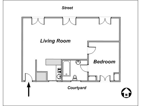 Paris T2 logements location appartements - plan sch&eacute;matique  (PA-3632)