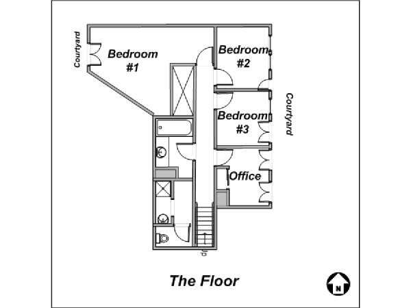 Paris T4 appartements location vacances - plan schématique 2 Paris T4 appartements location vacances - plan schématique 2
