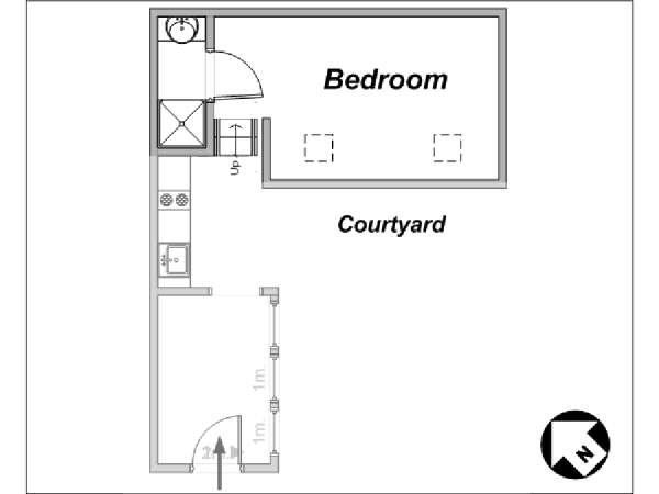 Paris T2 - Duplex appartements location vacances - plan sch&eacute;matique 1 (PA-3636)