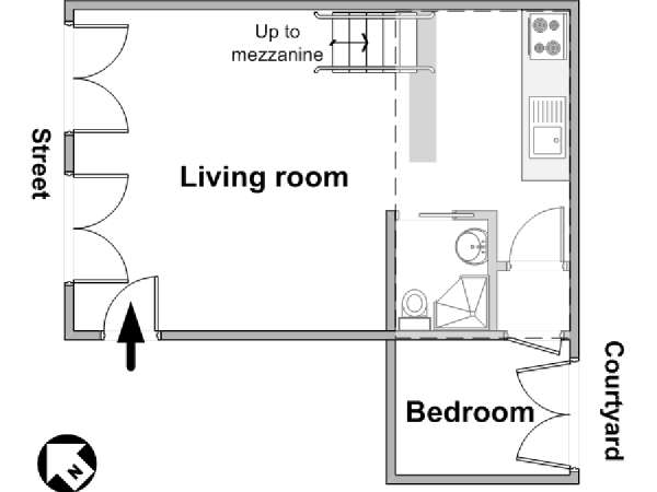 Par&iacute;s 1 Dormitorio apartamento - esquema 