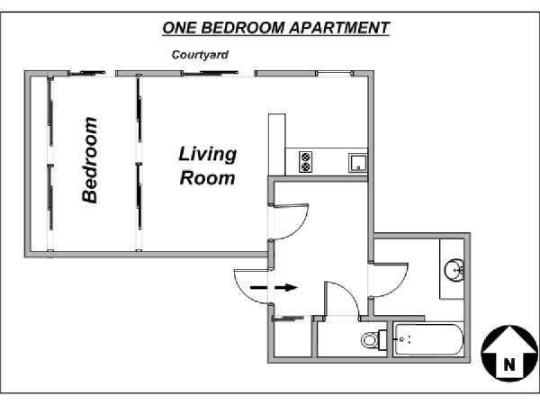 Paris 1 Bedroom apartment - apartment layout  (PA-3639)