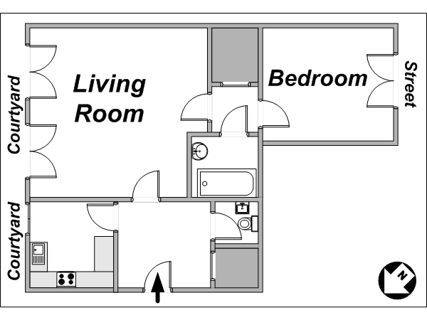 Paris T2 appartements location vacances - plan schématique (PA-3640) Paris T2 appartements location vacances - plan schématique (PA-3640)