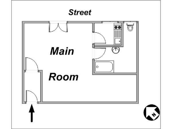 Paris Studio/T1 logements location appartements - plan schématique (PA-3642) Paris Studio/T1 logements location appartements - plan schématique (PA-3642)