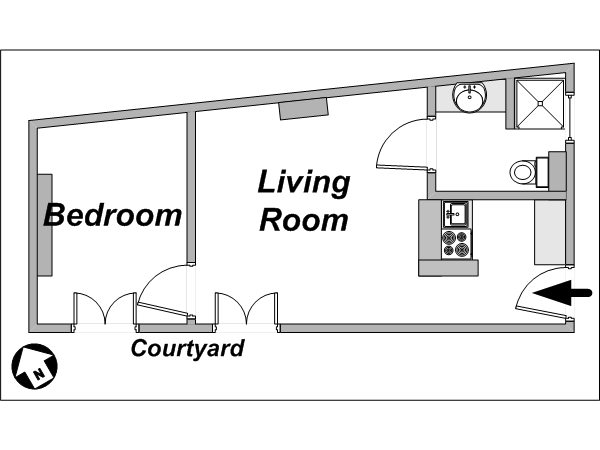 Paris 2 Zimmer ferienwohnung - layout  (PA-3643)