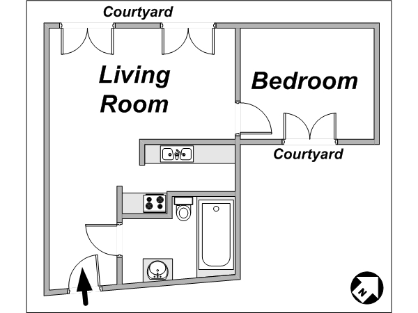 Paris 2 Zimmer ferienwohnung - layout (PA-3646) Paris 2 Zimmer ferienwohnung - layout (PA-3646)