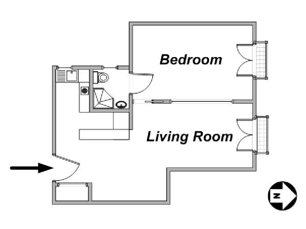 Paris T2 logements location appartements - plan sch&eacute;matique 