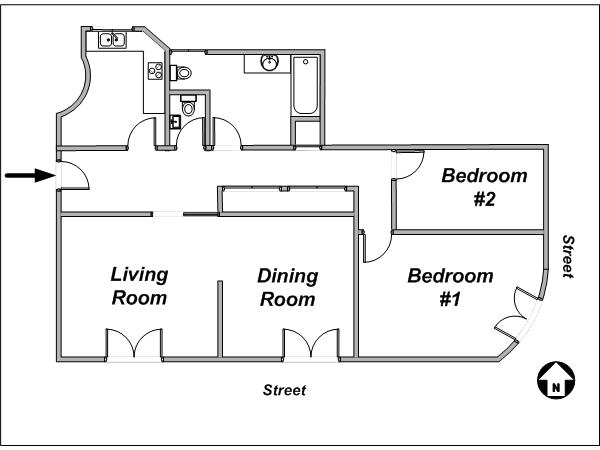 Paris 2 Bedroom apartment - layout (PA-3655) Paris 2 Bedroom apartment - layout (PA-3655)