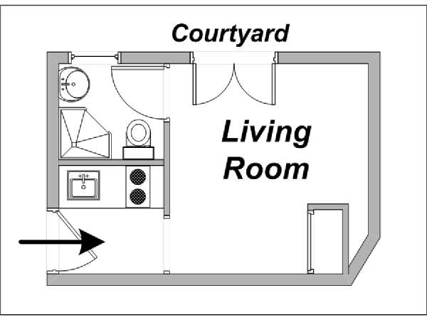 Paris Studio apartment - apartment layout  (PA-3656)