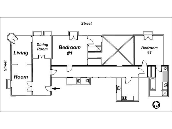 Paris T3 appartement location vacances - plan sch&eacute;matique  (PA-3657)