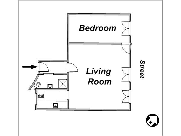 Paris 1 Bedroom accommodation - layout 