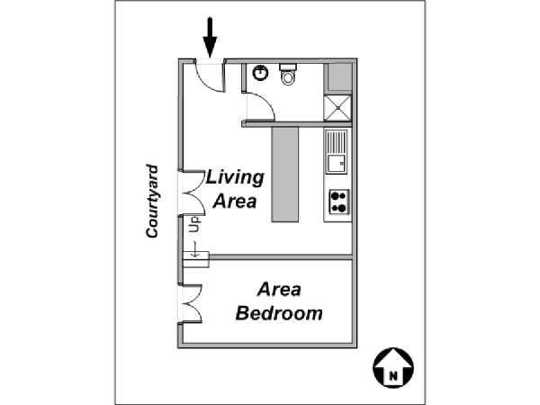 Paris Studio T1 logement location appartement - plan schématique  (PA-3666)