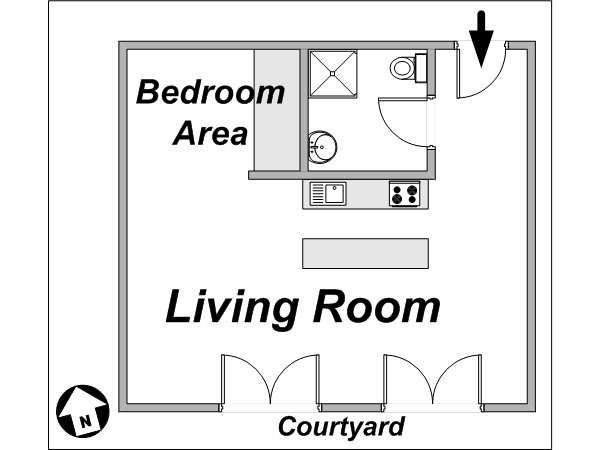 Paris Alcove Studio/T1 appartements location vacances - plan schématique (PA-3672) Paris Alcove Studio/T1 appartements location vacances - plan schématique (PA-3672)