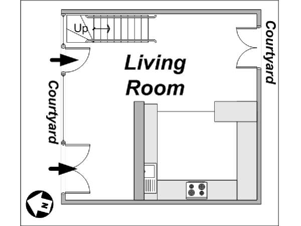 Parigi 1 Camera da letto - Duplex appartamento - piantina approssimativa dell' appartamento 1 (PA-3673)
