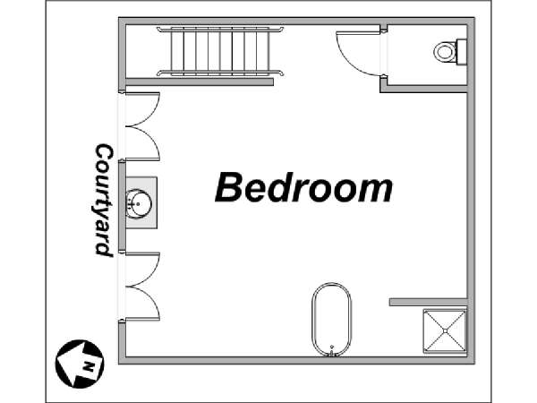 Parigi 1 Camera da letto - Duplex appartamento - piantina approssimativa dell' appartamento 2 (PA-3673)