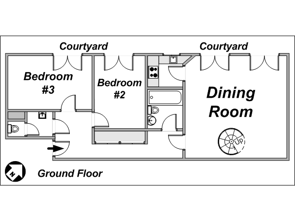 Paris 3 Bedroom - Duplex accommodation - layout 2 (PA-3676)