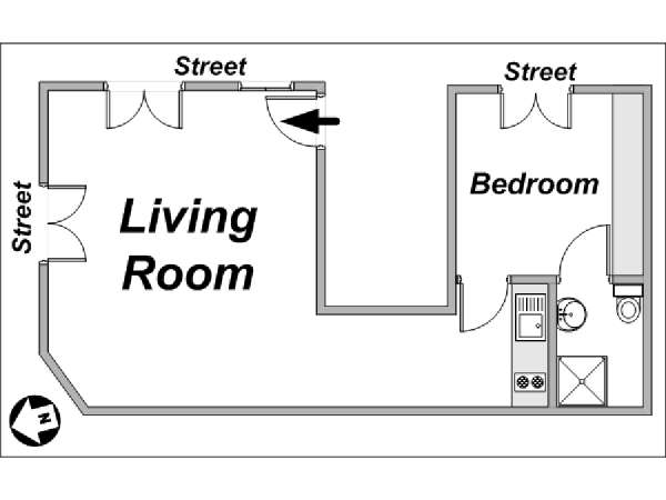 Paris 1 Bedroom accommodation - layout (PA-3684) Paris 1 Bedroom accommodation - layout (PA-3684)