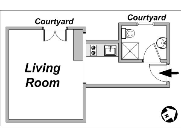 Paris Studio/T1 logements location appartements - plan schématique (PA-3686) Paris Studio/T1 logements location appartements - plan schématique (PA-3686)