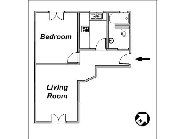 Paris Studio/T1 logements location appartements - plan sch&eacute;matique  (PA-3691)