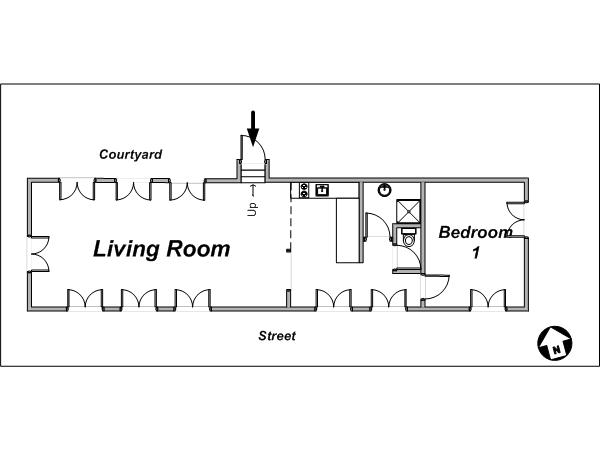 Paris T2 logements location appartements - plan sch&eacute;matique 