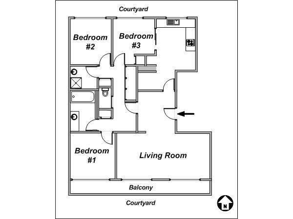 Paris 4 Zimmer wohnungsvermietung - layout  (PA-3697)