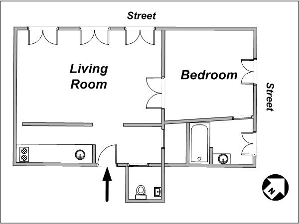 Paris Studio accommodation - layout Paris Studio accommodation - layout