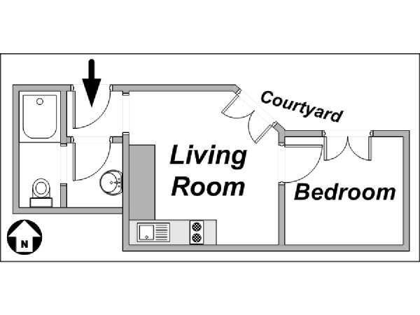 Paris 1 Bedroom apartment - apartment layout  (PA-3702)