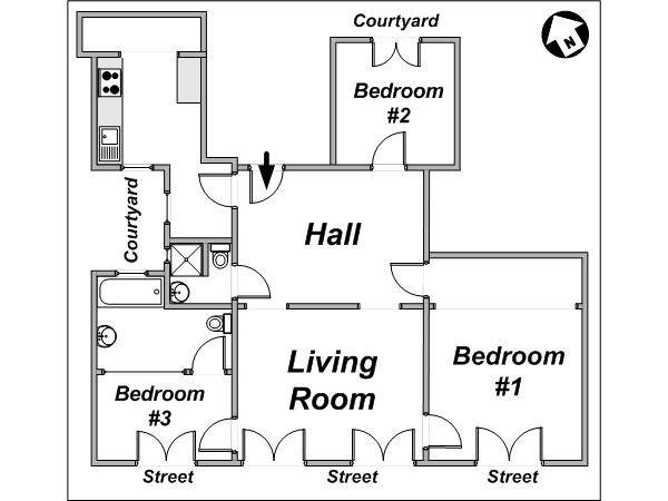 Paris 3 Bedroom accommodation - layout (PA-3711) Paris 3 Bedroom accommodation - layout (PA-3711)