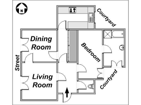 Paris 1 Bedroom accommodation - layout (PA-3712) Paris 1 Bedroom accommodation - layout (PA-3712)