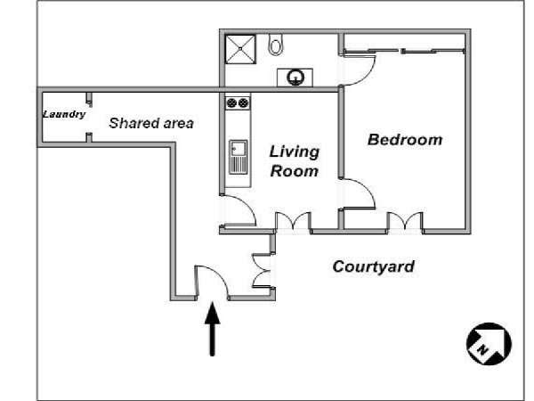 Paris 1 Bedroom accommodation - layout 