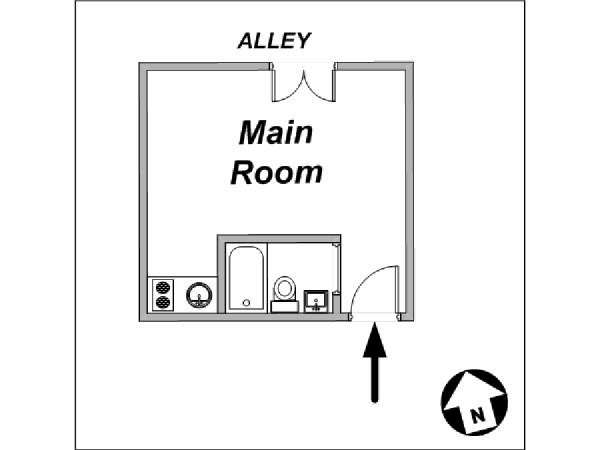 Paris Studio accommodation - layout  (PA-3726)