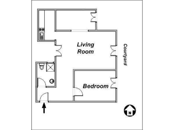 Paris 1 Bedroom apartment - layout Paris 1 Bedroom apartment - layout