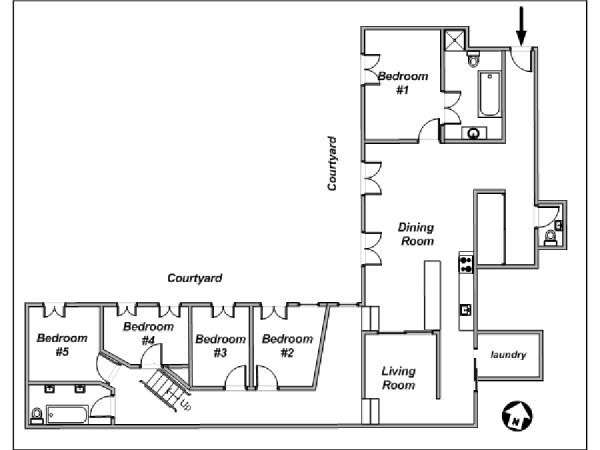 Parigi 5 Camere da letto - Loft appartamento casa vacanze - piantina approssimativa dell' appartamento 1 (PA-3739)