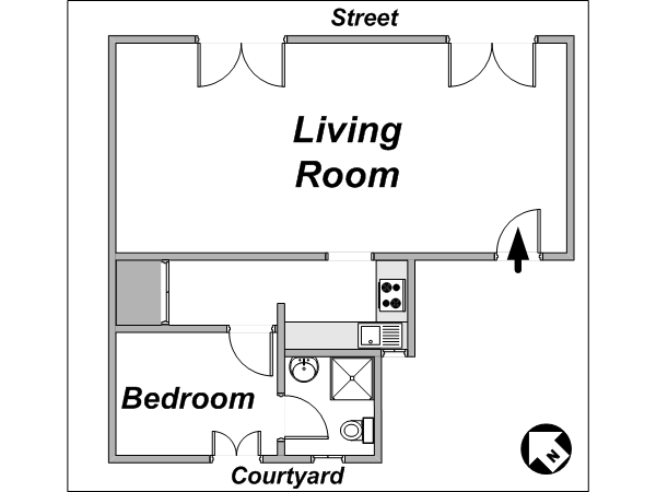 Paris 1 Bedroom apartment - layout 