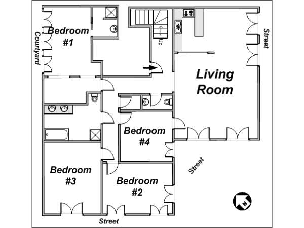 Parigi 4 Camere appartamento casa vacanze - layout 1