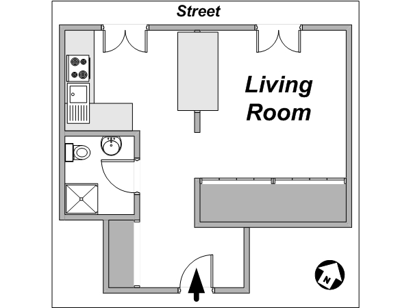 Paris Studio apartment - layout 
