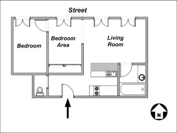 Paris 1 Bedroom accommodation - layout 