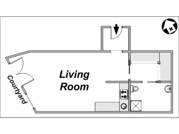 Paris Studio apartment - layout (PA-3755) Paris Studio apartment - layout (PA-3755)